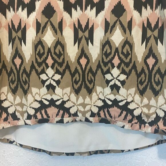 Tyler Boe Linen Aztec BoHo Tunic Top Shirt Brown Tan size Small - Picture 6 of 11